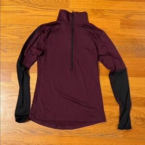 Pink Women's Burgundy and Black Quarter-Zip Top